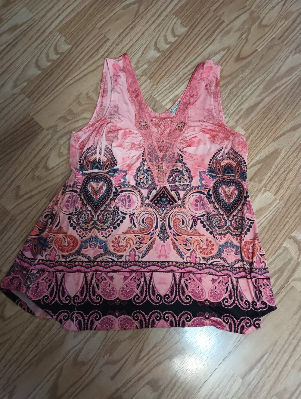 Energe Brand Dressy Tank. Silky. Peach. Women's XL